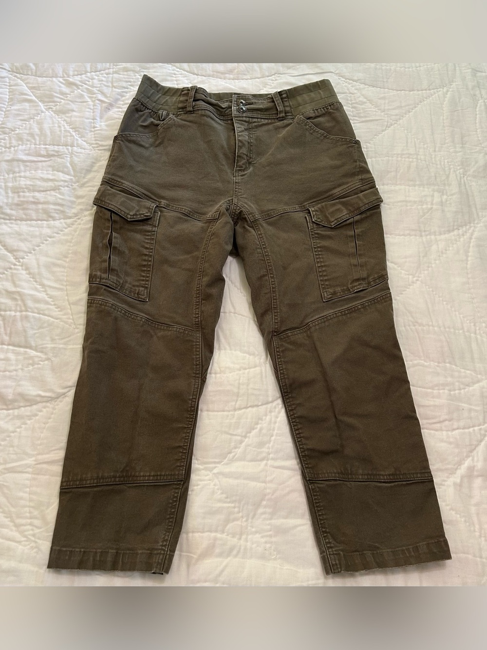 Duluth Trading Fire Hose Pants Flex Shift Slim Straight Womens 12 Short Green